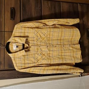 Universal Thread Flannel Button Down Shirt Mustard Yellow/ Black Size L